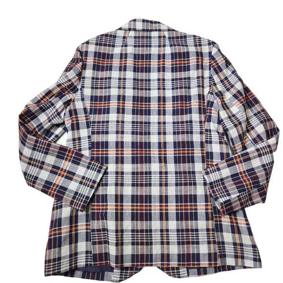 Vintage F.A. Chatta Light Weight Plaid Blazer Jacket Size 14 - Picture 4 of 7